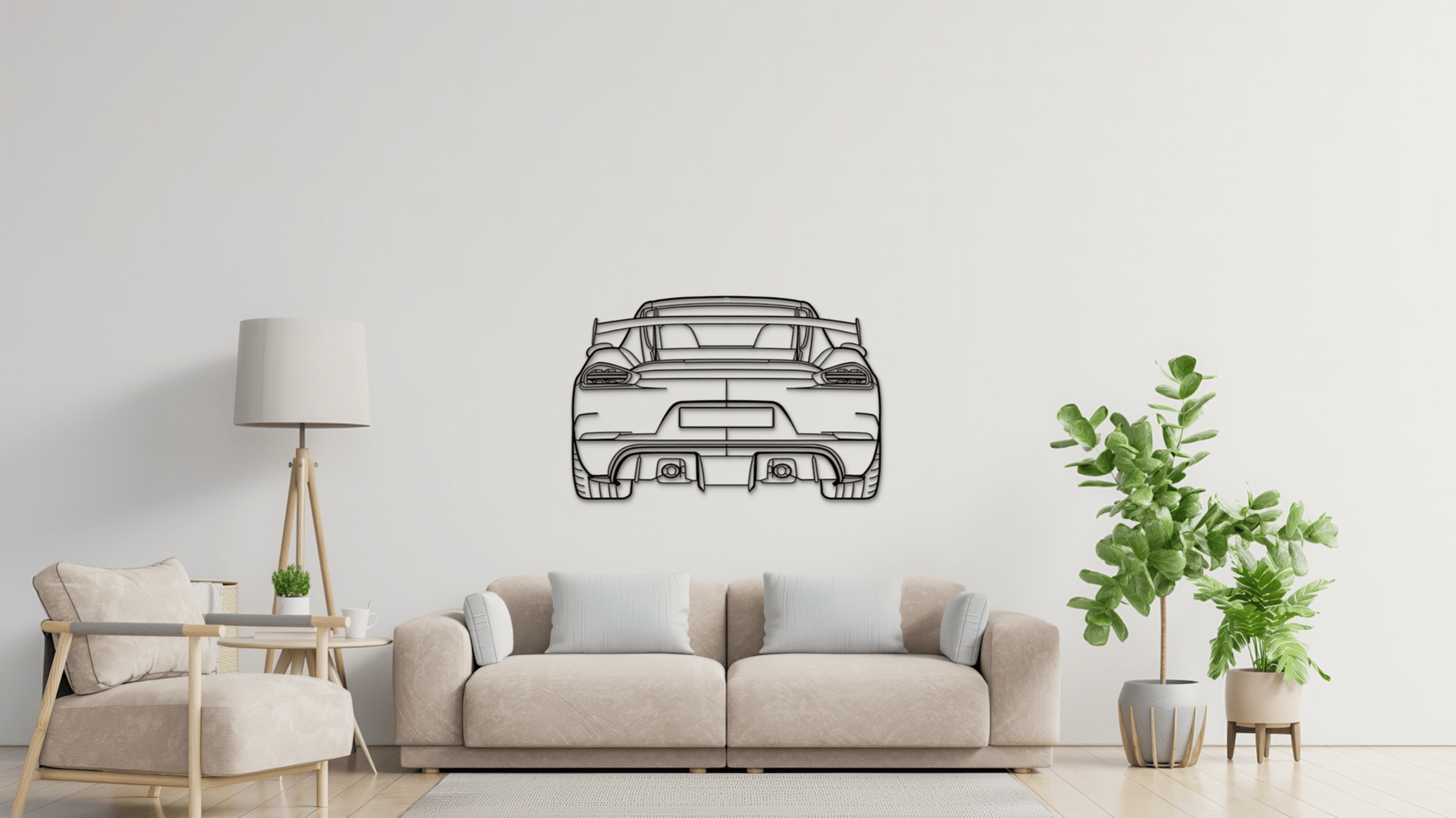Metallsilhouette Porsche 982 GT4RS - Wandbild back - Laserking - Different Way of Art ®
